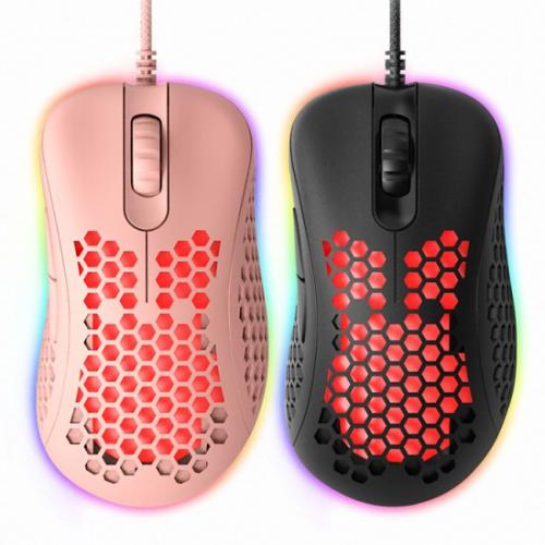 앱코 HACKER A800 3389 초경량 RGB 게이밍 마우스 (핑크)